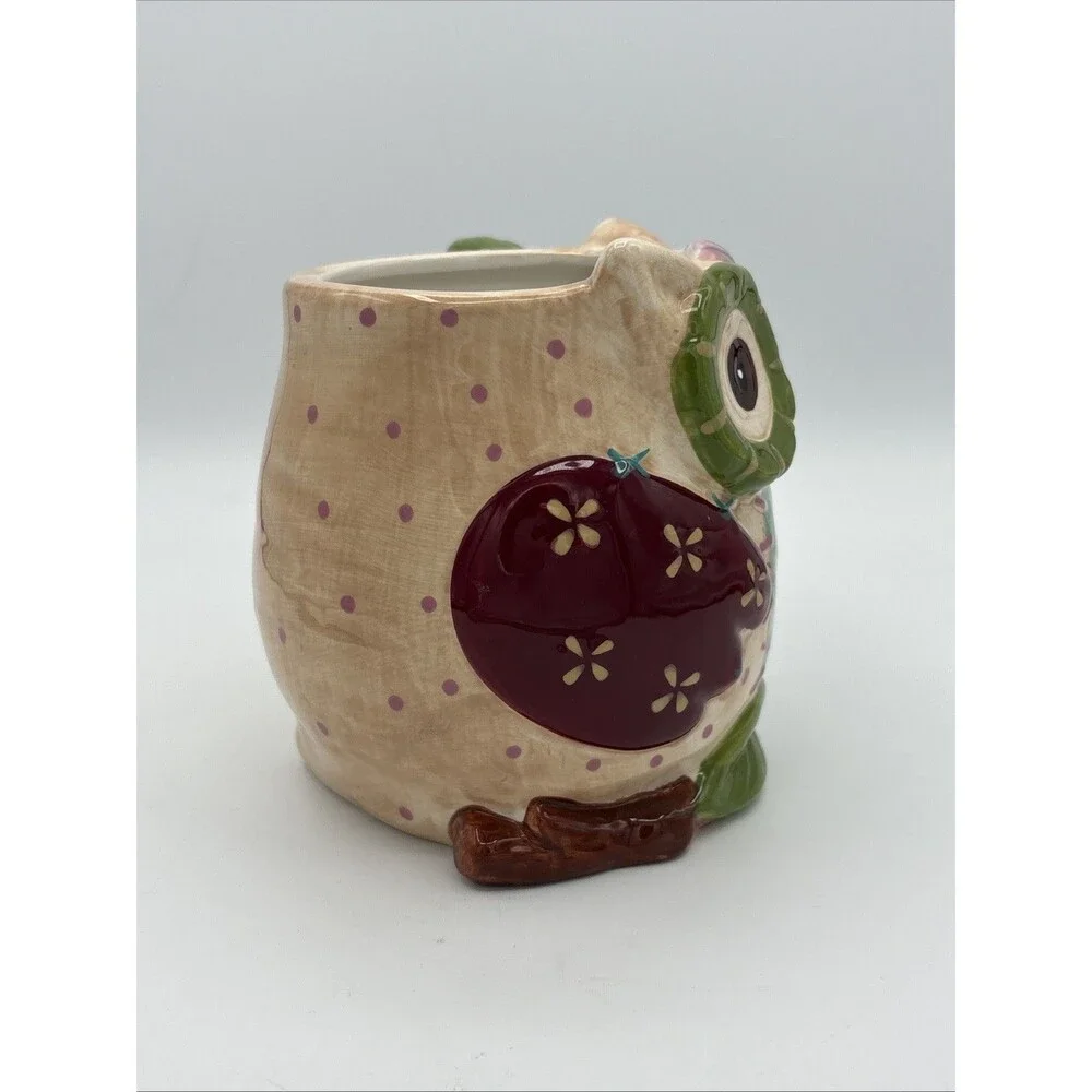 Pier One Imports Hand Painted Cup 24oz Dolomite OLLI THE OWL Lg Coffee Mug